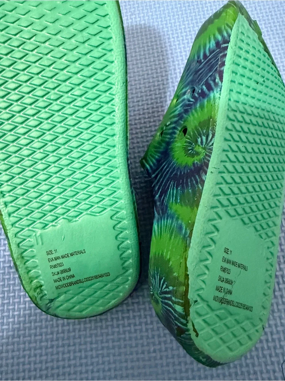 NWOT- Kids Tie-Dye Green Slip-On Sandals